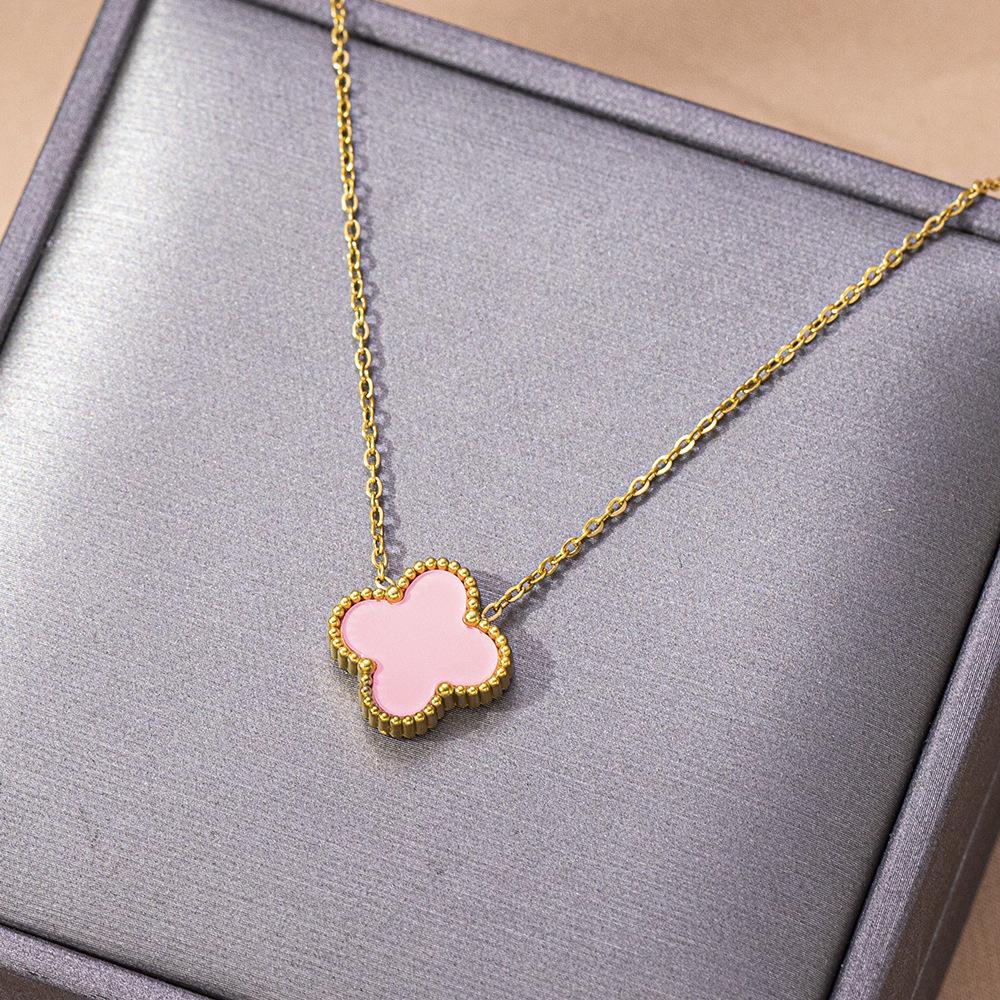 Изысканное ожерелье с четырьмя листами клевера, титановое стальное ожерелье, цепочка на ключицу, роскошное ожерелье премиум-класса Sense Of Light