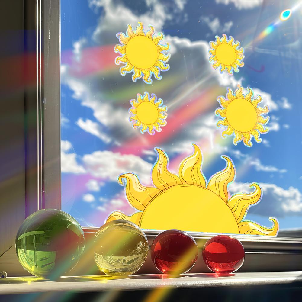 Мультяшный Ловец Солнца Красочное Украшение и Декор Дома Стеклянные Двери и Окна Статические Наклейки на Окна