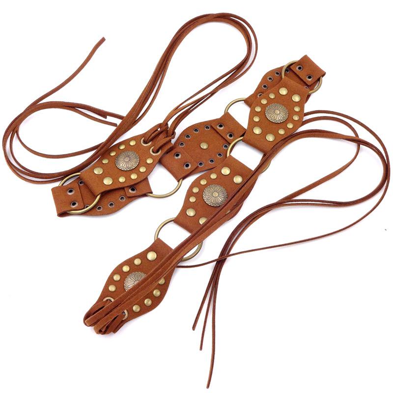 Ремень из микрофибровой кожи в стиле ретро с декором в виде заклепок в ковбойском стиле