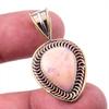Natural Pink Opal Gemstone 925 Solid Sterling Silver Two Tone Pendant 1.25" b4B92
