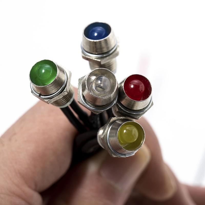 10 ШТ. Автомобильные светодиодные индикаторы, сигнальные лампы, приборная панель, суперяркая лампа, грузовик, лодка, 8 мм, DC 12 В, лампа дальнего света, внешние детали