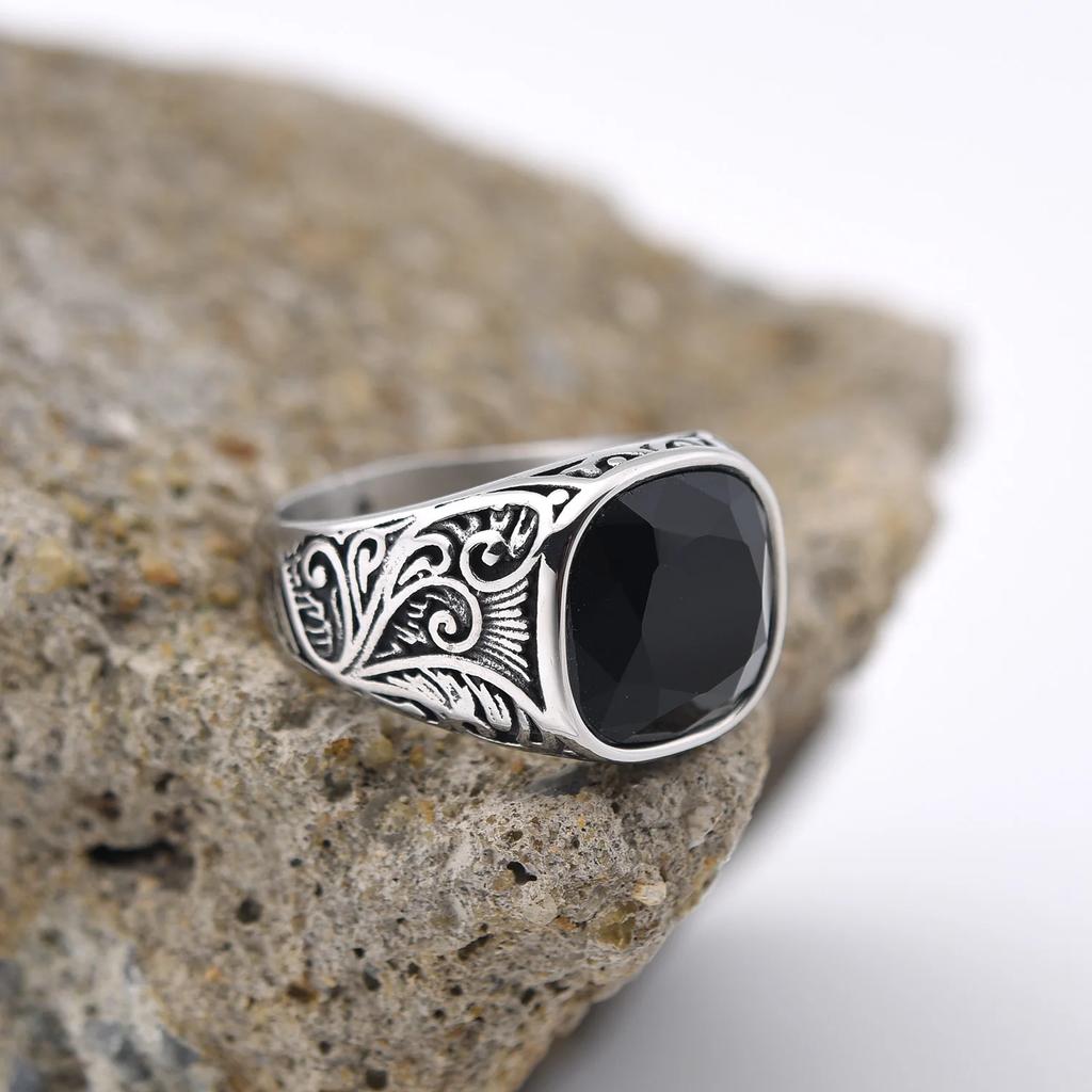 Мужские высококачественные кольца из нержавеющей стали 316L с разноцветным цирконом