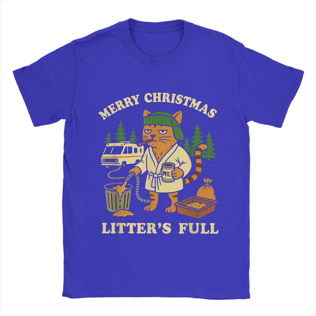 Men T-Shirt Funny Litters Full Cat  Vintage 100% Cotton Tees Short Sleeve  T Shirt Crewneck Tops Birthday Present