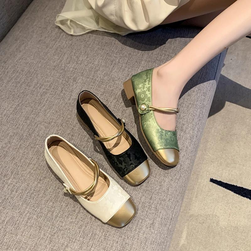 Мягкие удобные балетки Мэри Джейн Туфли для женщин Ретро на среднем каблуке Женские одинарные туфли для вечеринок Zapatos De Mujer