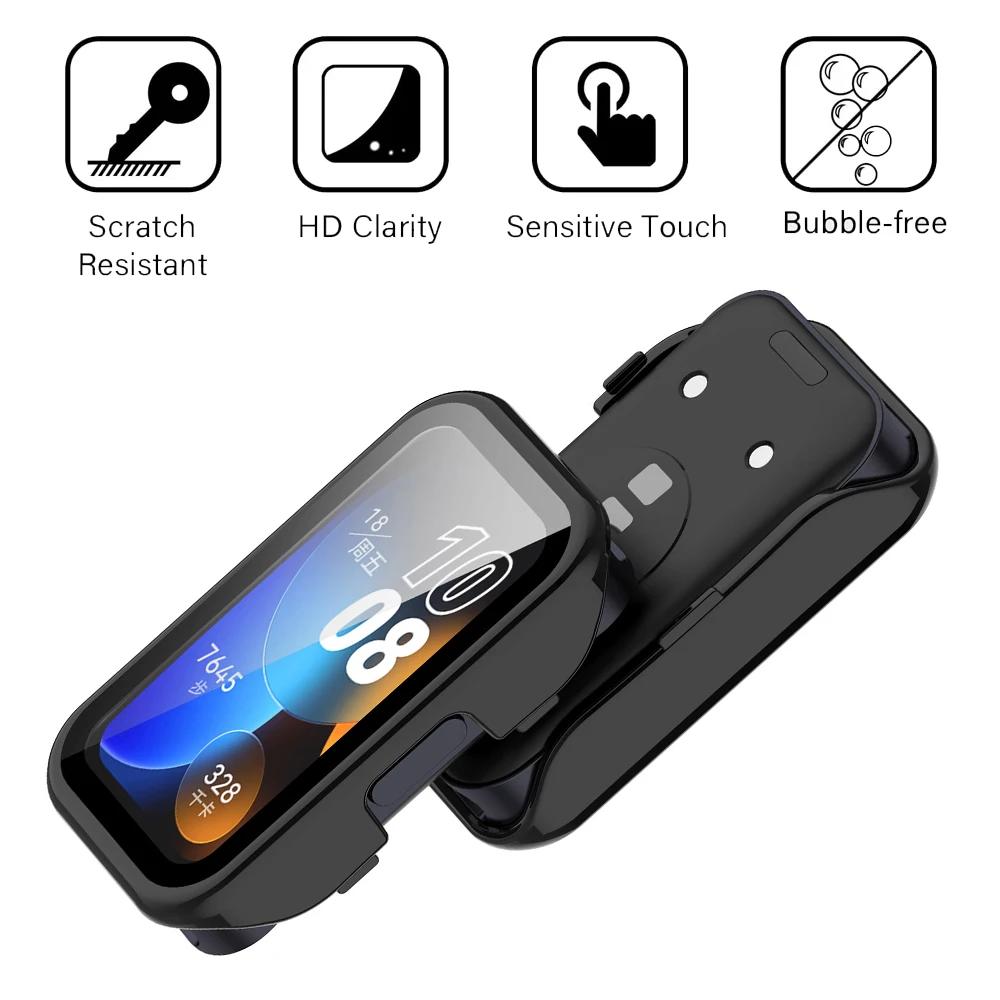 Стекло+Чехол для Huawei Band 10 9 8 Защитное стекло для экрана и Жесткий ПК Защитный бампер для Huawei Band10/9/8 Аксессуары