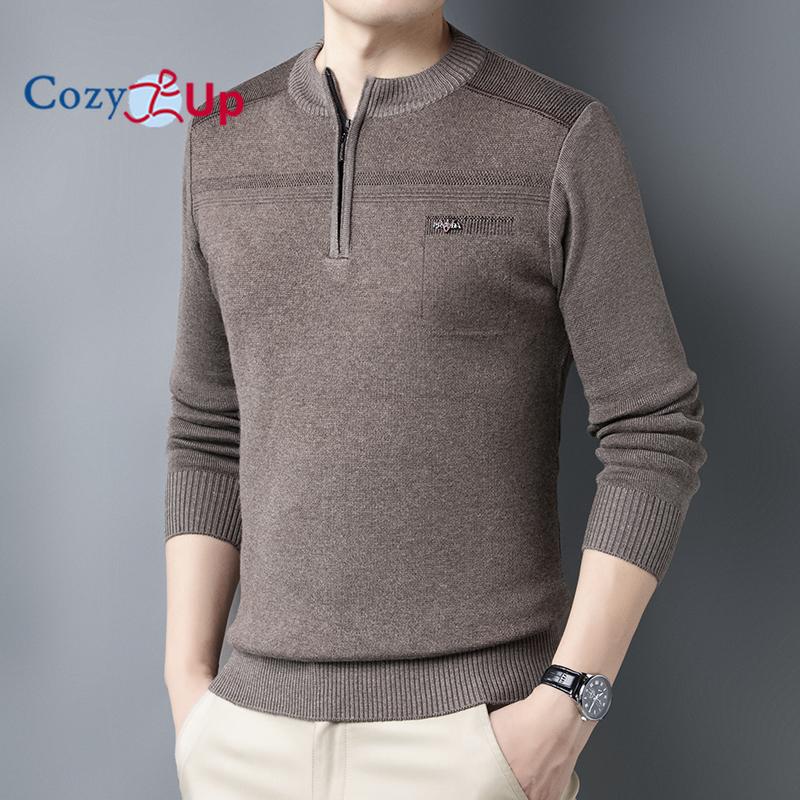 Cozy Up Мужские свитера на молнии 1/4, повседневные пуловеры в полоску, свитера на осень и зиму, толстовки
