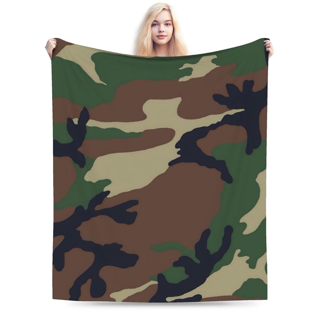 Super Warm Blanket Kids Camping Green And Brown Camo Bedding Throws Flannel Bedspread For Home Decor Graphic Sofa Bed Cover