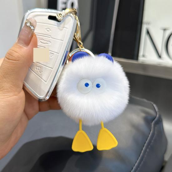 Плюшевый мультяшный брелок с шариком, большие глаза, снятие стресса, нечеткий круглый шар, игрушка, сделай сам, мини-металлическое кольцо, брелок, кулон, украшение для рюкзака, подарок на день рождения