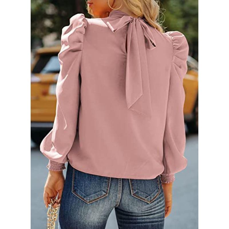 Осенне-зимняя повседневная свободная рубашка с длинным рукавом и высоким воротом