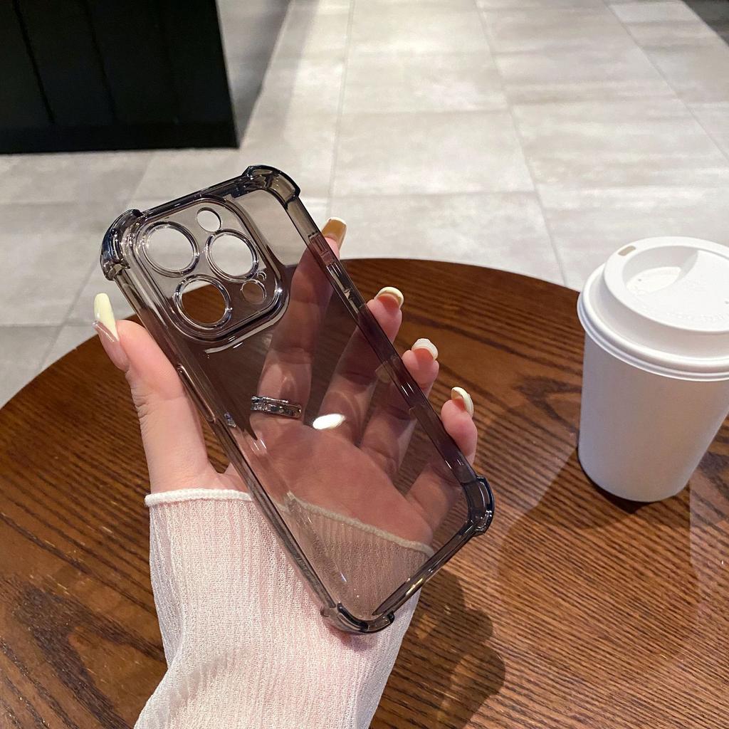 Совместимо с Apple iPhone 16, 14 Прозрачный Однотонный, iPhone 15 Pro, Четырехугольный Ударопрочный Космический Чехол, 13 Мягкий Чехол ТПУ
