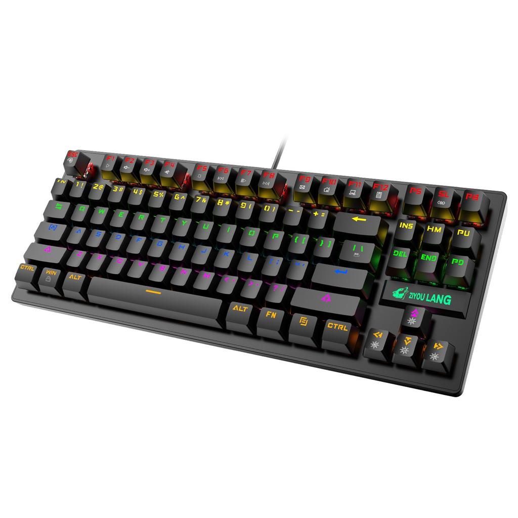 K2 Mechanical Keyboard 87 Keys Layout LED Rainbow Backlit Blue Switches Wired