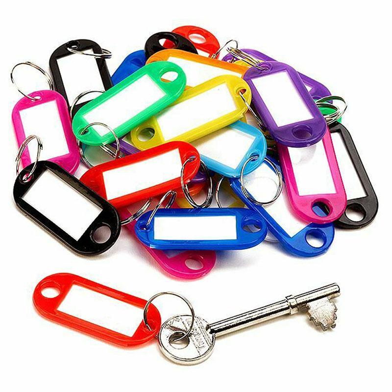 30pcs Multi-Color Plastic Keychain Blank Key Ring DIY Name Tags for Baggage Paper Insert Luggage Tags Key Chain Accessories