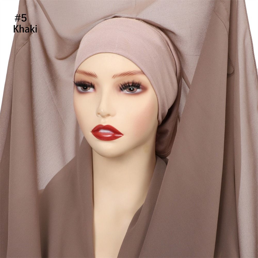 Bulit-In Magnets Muslim Long Headscarf 2in1 Islamic Head Wrap Female Musulman Bandana Outdoor