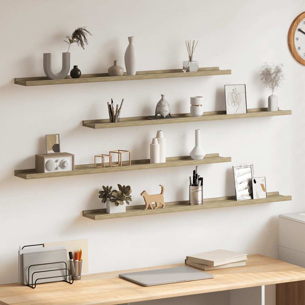 Wall Shelves 4 pcs Sonoma Oak 100 x 9 x 3 cm