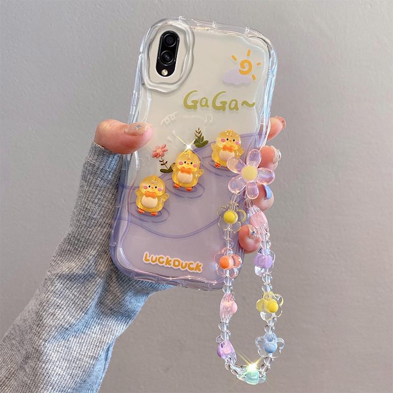 Силиконовый чехол для Samsung A20, M02, A03, A52S: Милый дизайн куклы из мультфильма, защита от падения, цветочный браслет для женщин