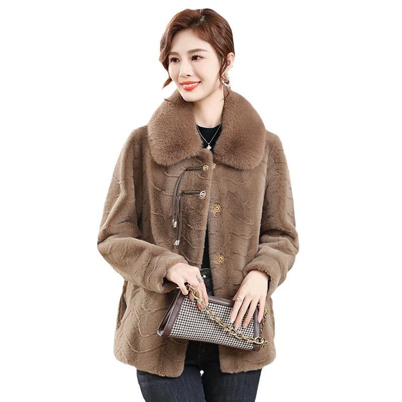 Зимняя норковая бархатная шуба для молодых мам, осенне-зимнее пальто из искусственного меха для женщин среднего и пожилого возраста