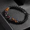 Мужской браслет Тигровый глаз-бордовый гранат Гранат-черный турмалин Мужской браслет из натурального камня с цирконом