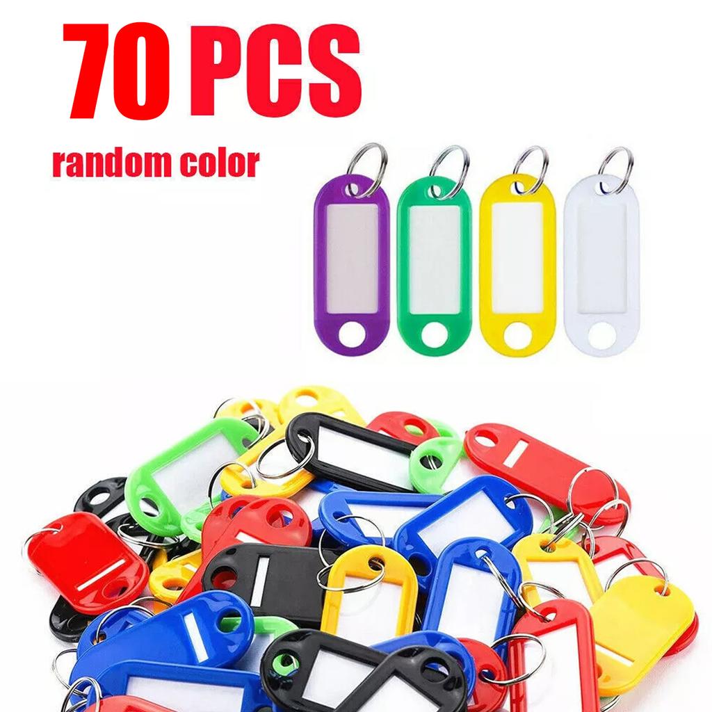 5-200pcs Plastic Key Tags With Split Keychain Ring Label Window For Diy Key Chain Kit Numbered Name Luggage Tags Accessories