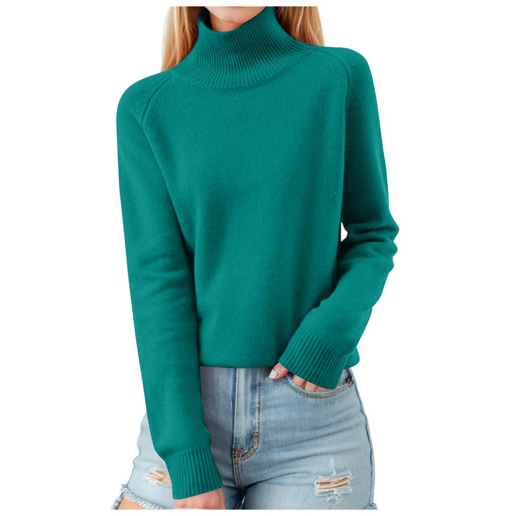 Women's Fashionable Long-sleeved Solid-color Pullover Base Knitted Sweater Top