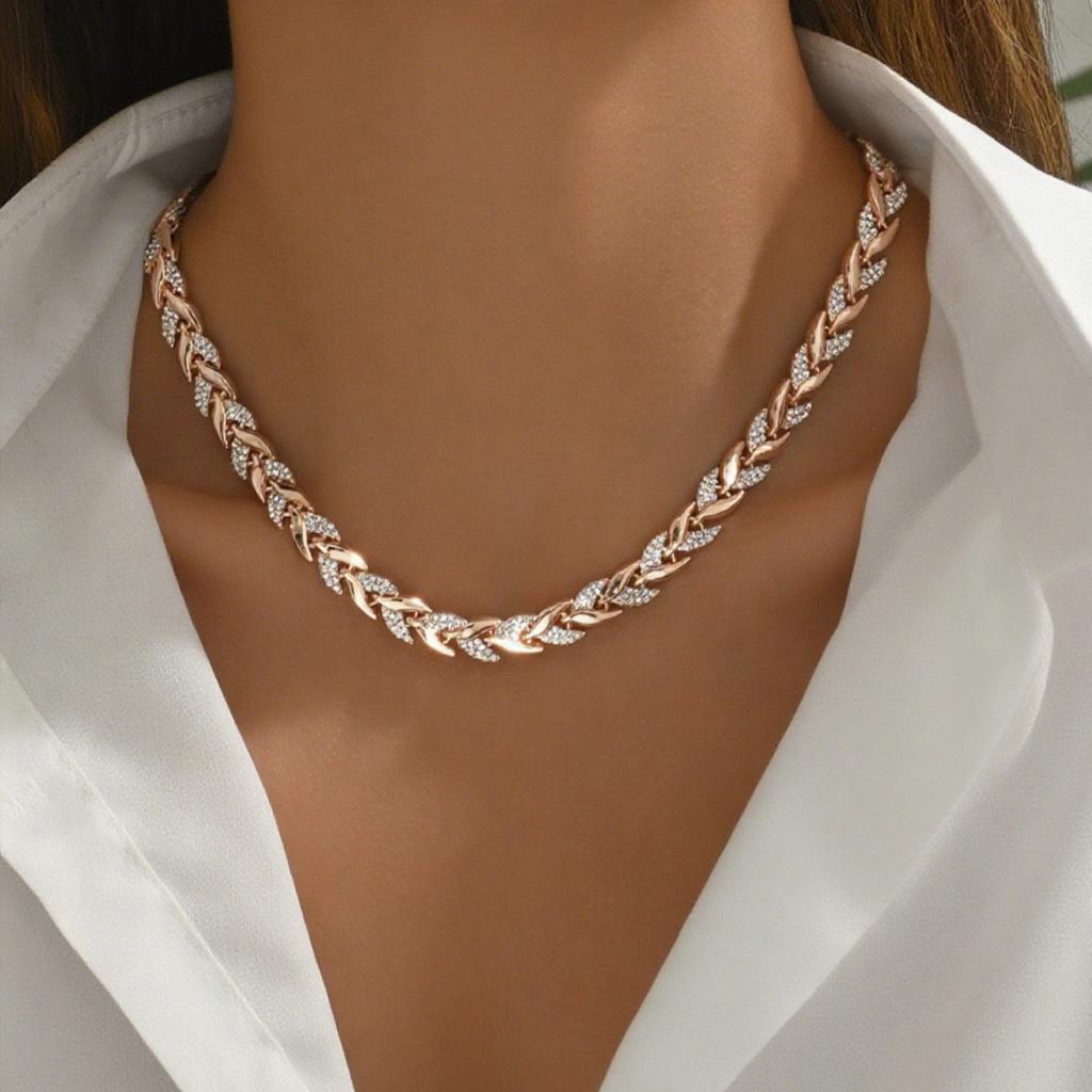 Набор браслет и колье в стиле «Рыбий хвост» с бриллиантами - Роскошные и высококлассные банкетные украшения для женщин