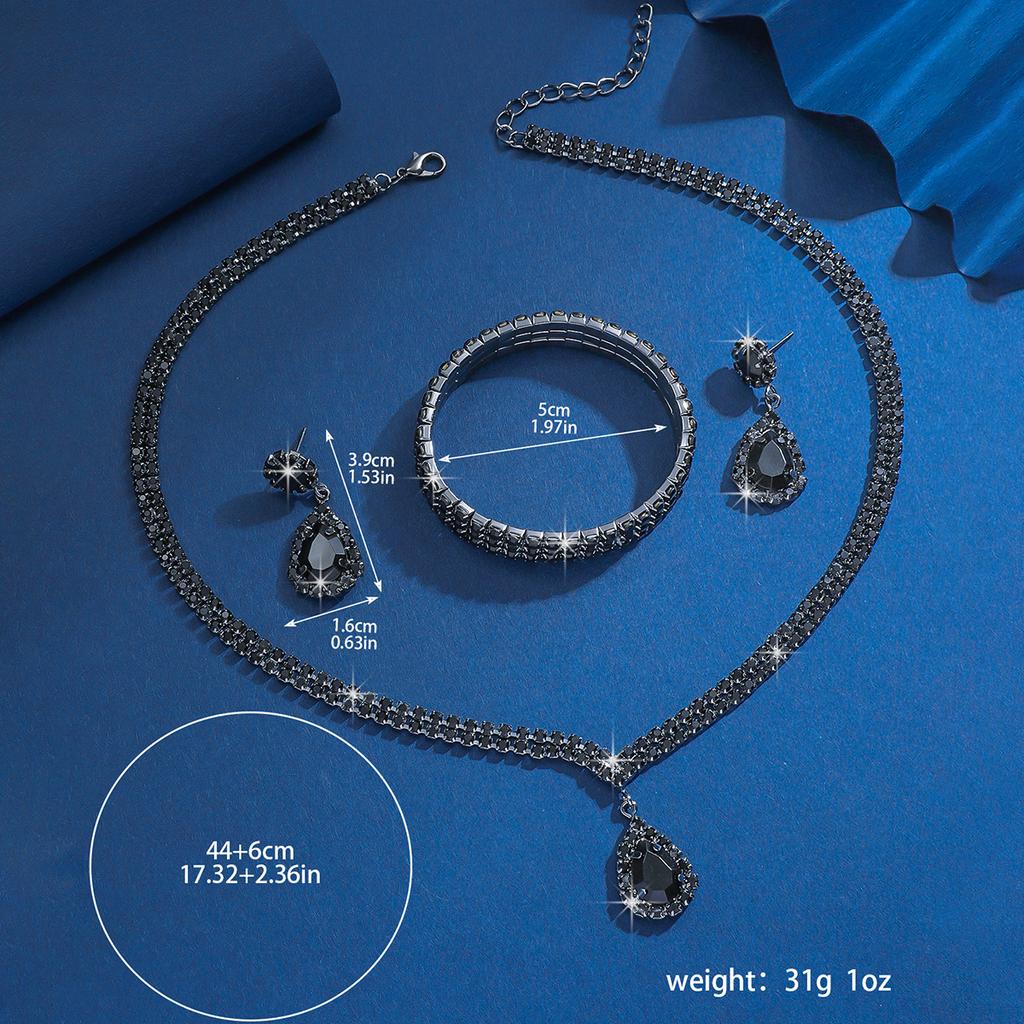 4 шт. Женский модный набор украшений в виде капли воды: ожерелье, серьги, браслет с цирконами. Подходит для свадьбы, вечеринки, фестиваля. Подарки-8427