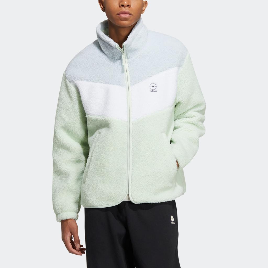 Adidas Neo Logo Print Лоскутная куртка с воротником-стойкой на молнии Куртки унисекс Зеленые HY9653