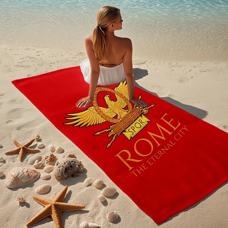 proof beach towel with a SPQR Roman Eagle1 pattern - soft,absorbent,quick-drying,machine washable - perfect for swimming,camping,bathing