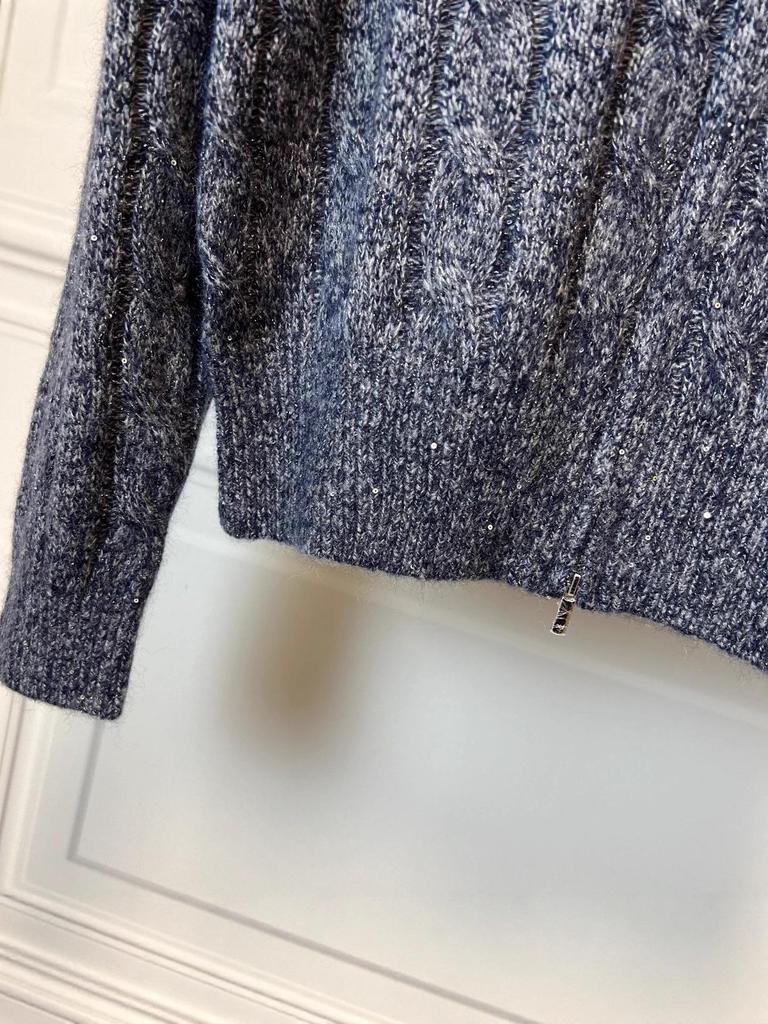 2025 Winter Women's Versatile Hooded Knit Sweater with Double Zipper, Long Sleeve - Model 5GA234281Q