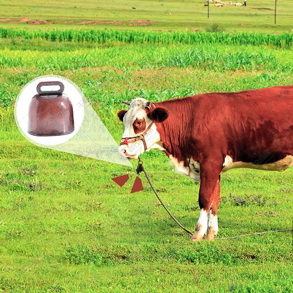 MrMrKura Cowbell Cow Horse Grazing Brass Bell Set Metal Bell Set of 6 Cow Horse Sheep Mini Bell Tin Livestock Animal Hemp Rope Farm Bronze Agriculture