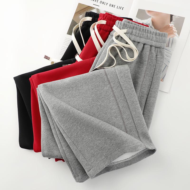 Женские серые спортивные брюки палаццо с высокой посадкой, коллекция весна/осень 2025 - Облегающие, свободные, повседневные спортивные брюки прямого кроя.