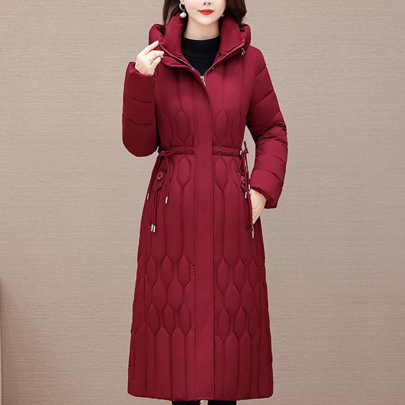 Fashion Winter Long Coat Female Warm Parkas Hooded Casual Thick Middle Age Women Jackets