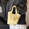 This Year's Popular Hand-held Vegetable Basket Bag Women's 2025 Spring New Fashionable Shoulder Bag Simple Casual Bucket Bag