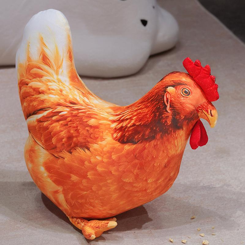 35cm Creative Plush Chick Pillow Stuffed Cock Hen Baked Food Farmland Animal Decor Back Support Plushie Gift