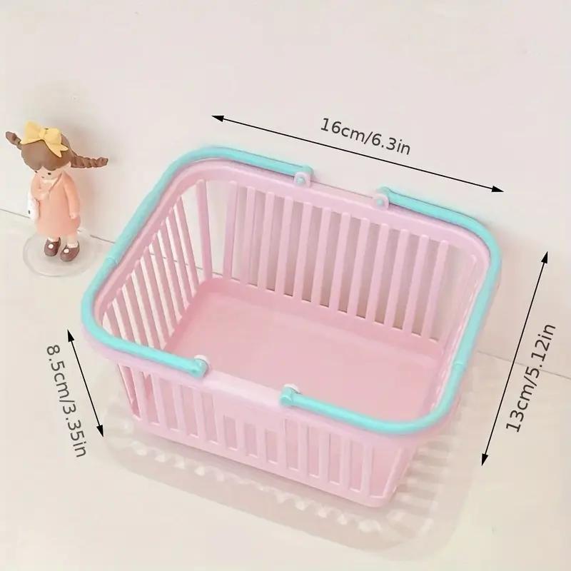 10 шт. Мини-пластиковые корзины для хранения цветов макарон с ручками, Универсальный органайзер для дома, вечеринок, подарков и тележек для покупок, Полочная корзина