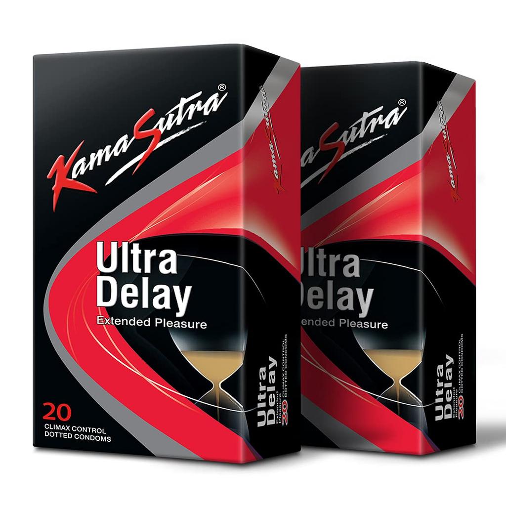 KAMASUTRA Презервативы UltraDelay для мужчин, специальная смазка для длительного действия, прозрачные, 40 шт., 2 упаковки