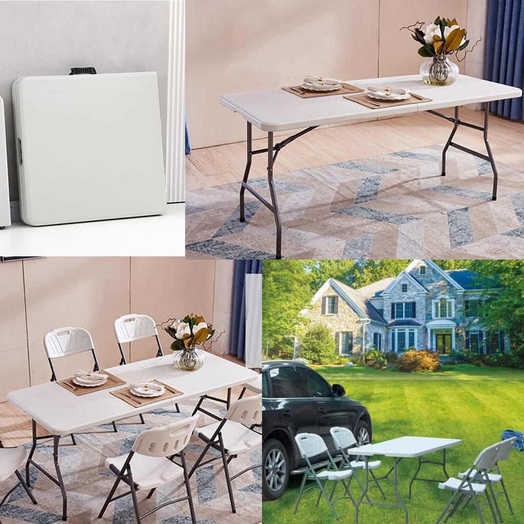 Складной стол, рабочий стол для улицы, обеденный стол, грузоподъемность 120 кг, большой, легкий, портативный, для использования в помещении, на открытом воздухе, для пикника, кемпинга (Белый-150)