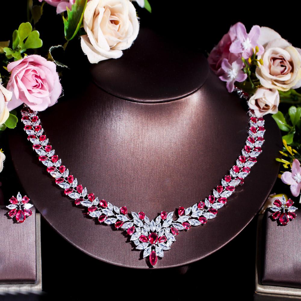 CMM сверкающий кубический цирконий, большой свадебный комплект серег и ожерелья для женщин, роскошные свадебные украшения, аксессуары