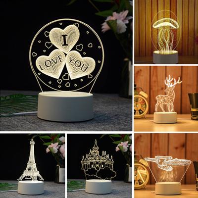 Творческий 3D USB светодиодный ночник Настольный стол Спальня Декор Теплая белая лампа Подарки