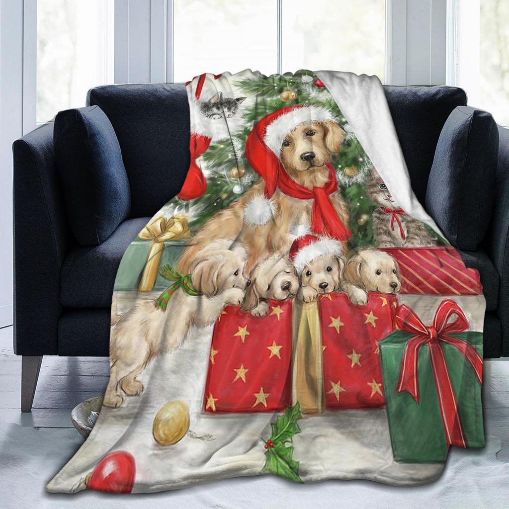 Рождественский плед для собаки и кошки флисовый весенне-осенний нордический с надписью "Счастливого Рождества" и "С Новым годом" тонкий плед для дома офиса покрывало