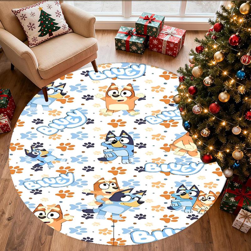 Bluey Pattern Round Rug, Indoor/Outdoor Mat, for Picnic, Gameroom, Bedroom, Office, Living Room, Home Decor Carpet, Birthday Gift