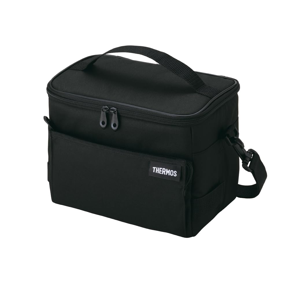Thermos Soft Cooler 5L All Black Insulated Foldable and Box Type ALB Bag, 5-Layer Insulation, Compact, Water-Repellent Fabric, RFD-0051