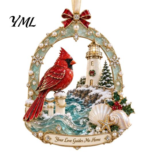 Xmas Party Hanging Ornaments Red Bird Christmas Ornament, Acrylic Memorial Tree Winter Seasonal Supplies Decoration, Remembrance Keepsake Pendant,