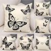 Cute Retro Butterfly Cushion Cover Natural Linen Organic Fabric DoubleSided Printing Breathable For Decor