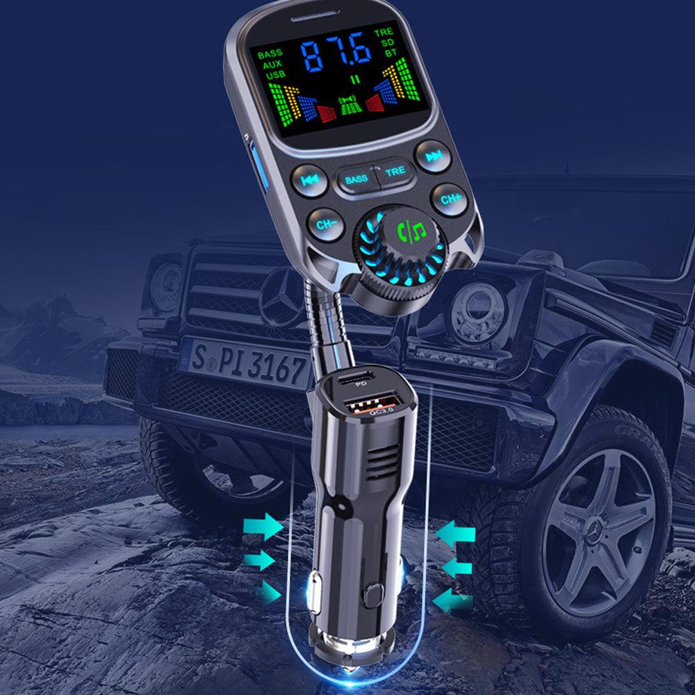 Автомобильный комплект с Bluetooth, прикуриватель, гарнитура, FM-передатчик, AUX-аудио, беспроводной MP3-плеер, быстрое зарядное устройство для автомобиля PD QC3.0