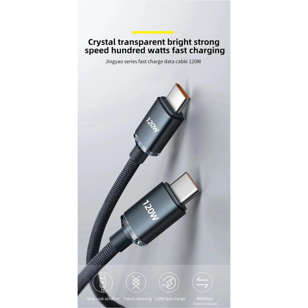 Кабель USB Type C - USB C 120 Вт для iPhone 15 Pro Max, кабель для быстрой зарядки PD и передачи данных для Samsung Xiaomi 14 Oneplus 12 POCO OPPO