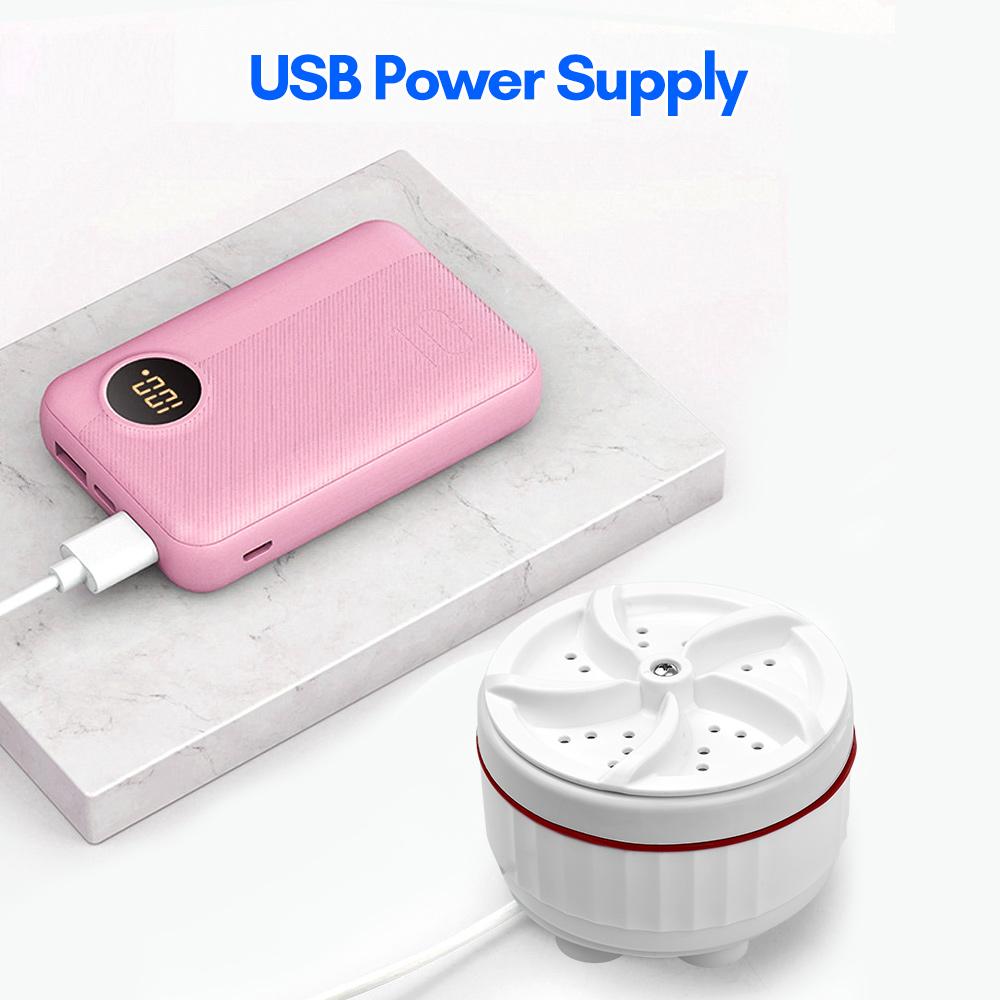 Portable Mini Washer Ultrasonic Turbo Washing Machine with USB Power Supply Suction Cups for Travel Business Trip