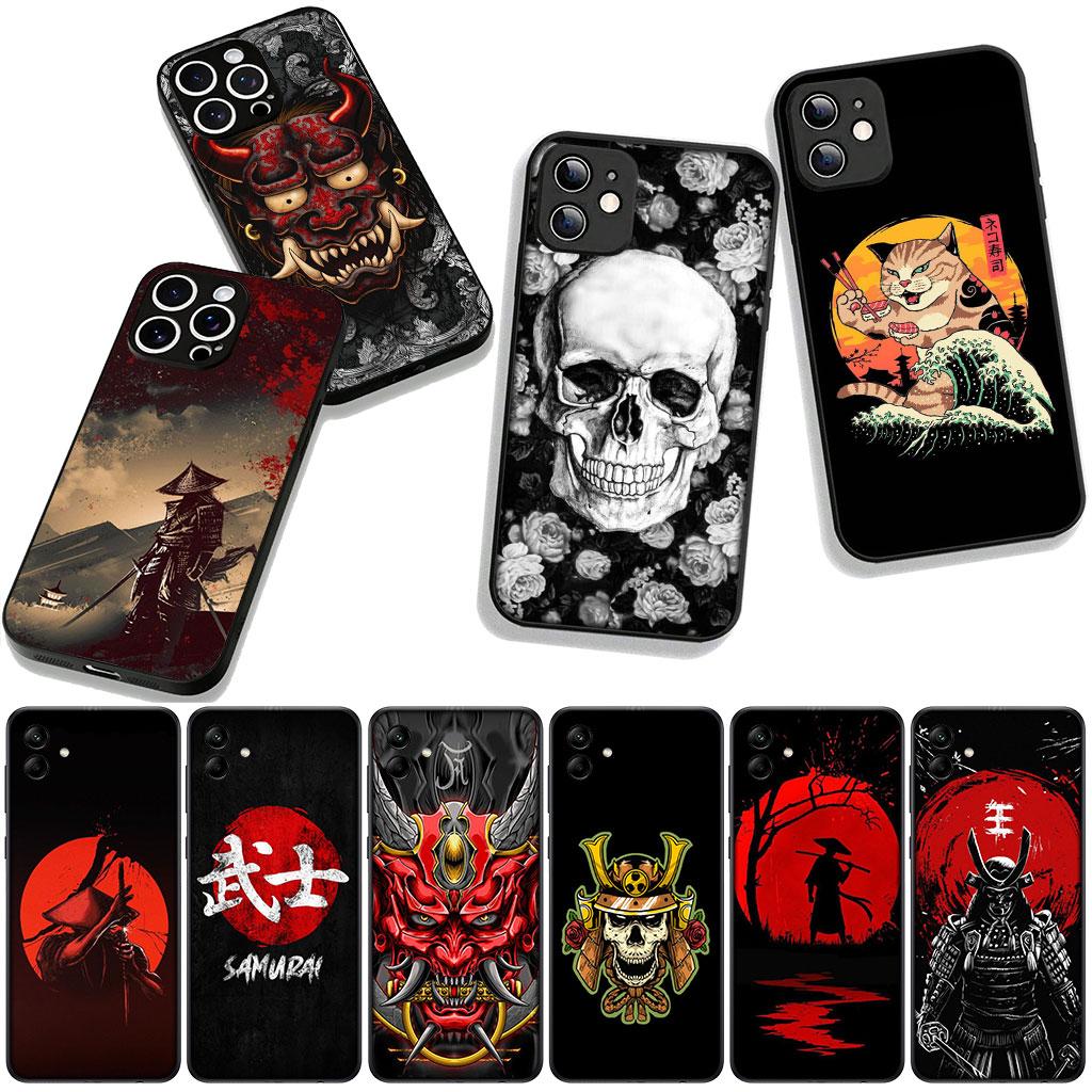 Cover for Apple iPhone 16 15 14 Plus 13 12 Mini 17 Pro Max + ProMax 16E Air 16+ 15+ Case Japan Samurai Skeleton Skull Ninja