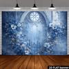 2D Vintage Blue Floral Butterfly Photography Background