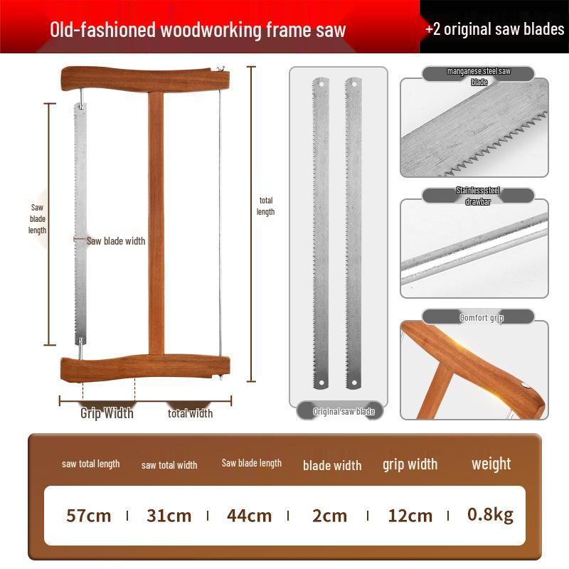 Bamboo Craftsman's Traditional Woodworking Tools Set: Fine-tooth Hand Saw & Sharp Frame Saw
