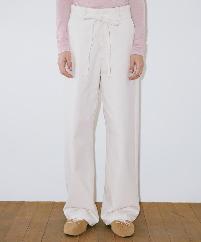 SINOON Lace Cotton Pants (Ivory)